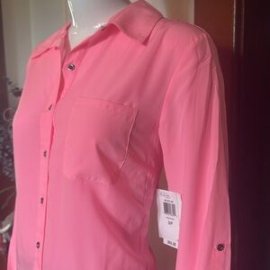 NWT Style&Co size small Pink Button-Up Blouse